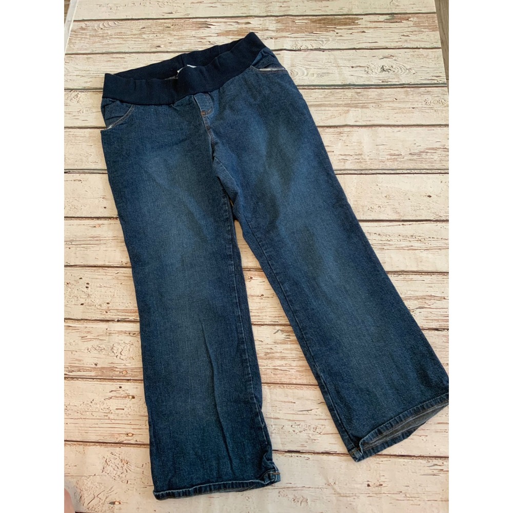 Baby and Me Stretch Maternity Jeans Dark Wash Straight Leg Blue Size Large